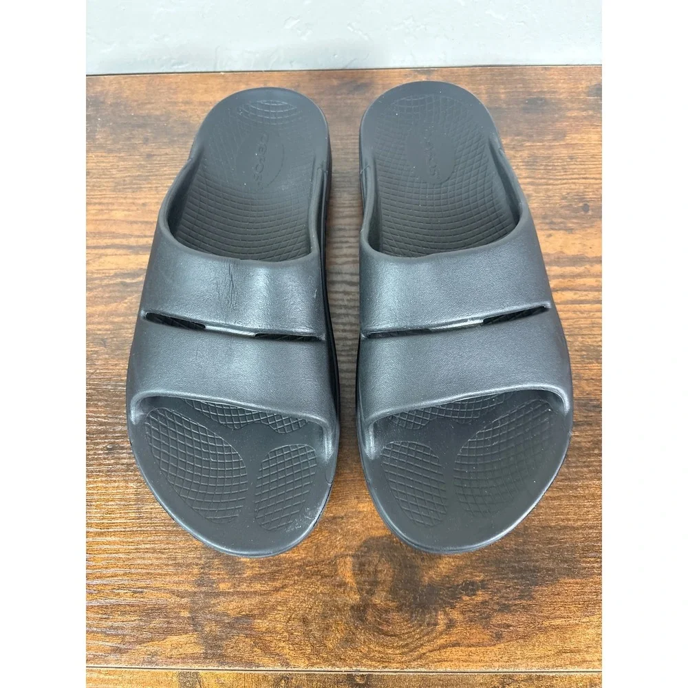 OOFOS OOahh Black Recovery Slide Sandals Mens 8 Womens 10 EU 41 Comfort Shoes